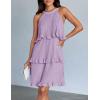 ZESICA Women’s 2026 Summer Halter Dresses Sleeveless Ruffle Tiered Layered Chiffon Pleated A Line Swing Mini Dress(Purple)