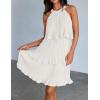 ZESICA Women’s 2026 Summer Halter Dresses Sleeveless Ruffle Tiered Layered Chiffon Pleated A Line Swing Mini Dress(White)