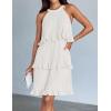 ZESICA Women’s 2026 Summer Halter Dresses Sleeveless Ruffle Tiered Layered Chiffon Pleated A Line Swing Mini Dress(White)