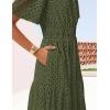 ZESICA Women’s 2026 Summer Short Sleeve Maxi Dress Casual V Neck Hollow Out Eyelet Ruffle Swing A Line Long Dresses(Army Green)