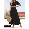 ZESICA Women’s 2026 Summer Short Sleeve Maxi Dress Casual V Neck Hollow Out Eyelet Ruffle Swing A Line Long Dresses(Black)
