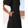 ZESICA Women’s 2026 Summer Short Sleeve Maxi Dress Casual V Neck Hollow Out Eyelet Ruffle Swing A Line Long Dresses(Black)