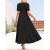 ZESICA Women’s 2026 Summer Short Sleeve Maxi Dress Casual V Neck Hollow Out Eyelet Ruffle Swing A Line Long Dresses(Black)