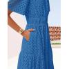 ZESICA Women’s 2026 Summer Short Sleeve Maxi Dress Casual V Neck Hollow Out Eyelet Ruffle Swing A Line Long Dresses(Cobalt)