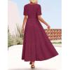 ZESICA Women’s 2026 Summer Short Sleeve Maxi Dress Casual V Neck Hollow Out Eyelet Ruffle Swing A Line Long Dresses(Fuchsia)