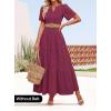 ZESICA Women’s 2026 Summer Short Sleeve Maxi Dress Casual V Neck Hollow Out Eyelet Ruffle Swing A Line Long Dresses(Fuchsia)