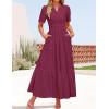 ZESICA Women’s 2026 Summer Short Sleeve Maxi Dress Casual V Neck Hollow Out Eyelet Ruffle Swing A Line Long Dresses(Fuchsia)