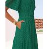 ZESICA Women’s 2026 Summer Short Sleeve Maxi Dress Casual V Neck Hollow Out Eyelet Ruffle Swing A Line Long Dresses(Green)