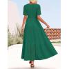 ZESICA Women’s 2026 Summer Short Sleeve Maxi Dress Casual V Neck Hollow Out Eyelet Ruffle Swing A Line Long Dresses(Green)
