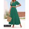 ZESICA Women’s 2026 Summer Short Sleeve Maxi Dress Casual V Neck Hollow Out Eyelet Ruffle Swing A Line Long Dresses(Green)