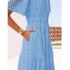 ZESICA Women’s 2026 Summer Short Sleeve Maxi Dress Casual V Neck Hollow Out Eyelet Ruffle Swing A Line Long Dresses(Sky)