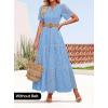 ZESICA Women’s 2026 Summer Short Sleeve Maxi Dress Casual V Neck Hollow Out Eyelet Ruffle Swing A Line Long Dresses(Sky)