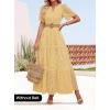 ZESICA Women’s 2026 Summer Short Sleeve Maxi Dress Casual V Neck Hollow Out Eyelet Ruffle Swing A Line Long Dresses(Yellow)