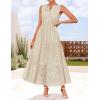 ZESICA Women’s 2026 Summer Sleeveless Maxi Dress Casual V Neck Hollow Out Eyelet A Line Flowy Party Long Dresses(Apricot)