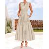 ZESICA Women’s 2026 Summer Sleeveless Maxi Dress Casual V Neck Hollow Out Eyelet A Line Flowy Party Long Dresses(Apricot)