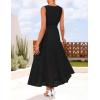 ZESICA Women’s 2026 Summer Sleeveless Maxi Dress Casual V Neck Hollow Out Eyelet A Line Flowy Party Long Dresses(Black)