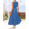 ZESICA Women’s 2026 Summer Sleeveless Maxi Dress Casual V Neck Hollow Out Eyelet A Line Flowy Party Long Dresses(Blue)