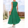 ZESICA Women’s 2026 Summer Sleeveless Maxi Dress Casual V Neck Hollow Out Eyelet A Line Flowy Party Long Dresses(Green)