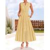 ZESICA Women’s 2026 Summer Sleeveless Maxi Dress Casual V Neck Hollow Out Eyelet A Line Flowy Party Long Dresses(Lightyellow)
