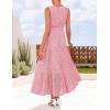 ZESICA Women’s 2026 Summer Sleeveless Maxi Dress Casual V Neck Hollow Out Eyelet A Line Flowy Party Long Dresses(Pink)