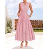 ZESICA Women’s 2026 Summer Sleeveless Maxi Dress Casual V Neck Hollow Out Eyelet A Line Flowy Party Long Dresses(Pink)