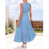 ZESICA Women’s 2026 Summer Sleeveless Maxi Dress Casual V Neck Hollow Out Eyelet A Line Flowy Party Long Dresses(Sky)