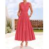 ZESICA Women’s 2026 Summer Sleeveless Maxi Dress Casual V Neck Hollow Out Eyelet A Line Flowy Party Long Dresses(Watermelon)