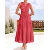 ZESICA Women’s 2026 Summer Sleeveless Maxi Dress Casual V Neck Hollow Out Eyelet A Line Flowy Party Long Dresses(Watermelon)