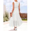 ZESICA Women’s 2026 Summer Sleeveless Maxi Dress Casual V Neck Hollow Out Eyelet A Line Flowy Party Long Dresses(White)