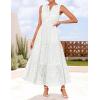 ZESICA Women’s 2026 Summer Sleeveless Maxi Dress Casual V Neck Hollow Out Eyelet A Line Flowy Party Long Dresses(White)
