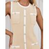 ZESICA Women’s 2026 Summer Sleeveless Mini Dress Elegant Crewneck Button Knit Bodycon Bussiness Office Short Dresses(Apricot)