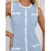 ZESICA Women’s 2026 Summer Sleeveless Mini Dress Elegant Crewneck Button Knit Bodycon Bussiness Office Short Dresses(Blue)