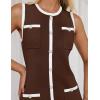 ZESICA Women’s 2026 Summer Sleeveless Mini Dress Elegant Crewneck Button Knit Bodycon Bussiness Office Short Dresses(Coffee)