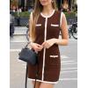 ZESICA Women’s 2026 Summer Sleeveless Mini Dress Elegant Crewneck Button Knit Bodycon Bussiness Office Short Dresses(Coffee)