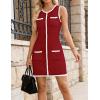 ZESICA Women’s 2026 Summer Sleeveless Mini Dress Elegant Crewneck Button Knit Bodycon Bussiness Office Short Dresses(Darkred)