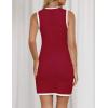 ZESICA Women’s 2026 Summer Sleeveless Mini Dress Elegant Crewneck Button Knit Bodycon Bussiness Office Short Dresses(Darkred)