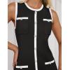 ZESICA Women’s 2026 Summer Sleeveless Mini Dress Elegant Crewneck Button Knit Bodycon Bussiness Office Short Dresses(Dim)