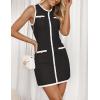ZESICA Women’s 2026 Summer Sleeveless Mini Dress Elegant Crewneck Button Knit Bodycon Bussiness Office Short Dresses(Dim)