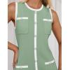 ZESICA Women’s 2026 Summer Sleeveless Mini Dress Elegant Crewneck Button Knit Bodycon Bussiness Office Short Dresses(Lightgreen)