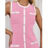 ZESICA Women’s 2026 Summer Sleeveless Mini Dress Elegant Crewneck Button Knit Bodycon Bussiness Office Short Dresses(Lightpink)