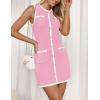 ZESICA Women’s 2026 Summer Sleeveless Mini Dress Elegant Crewneck Button Knit Bodycon Bussiness Office Short Dresses(Lightpink)