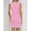 ZESICA Women’s 2026 Summer Sleeveless Mini Dress Elegant Crewneck Button Knit Bodycon Bussiness Office Short Dresses(Lightpink)