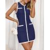 ZESICA Women’s 2026 Summer Sleeveless Mini Dress Elegant Crewneck Button Knit Bodycon Bussiness Office Short Dresses(Navy)