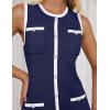 ZESICA Women’s 2026 Summer Sleeveless Mini Dress Elegant Crewneck Button Knit Bodycon Bussiness Office Short Dresses(Navy)