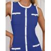 ZESICA Women’s 2026 Summer Sleeveless Mini Dress Elegant Crewneck Button Knit Bodycon Bussiness Office Short Dresses(Royalblue)