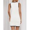 ZESICA Women’s 2026 Summer Sleeveless Mini Dress Elegant Crewneck Button Knit Bodycon Bussiness Office Short Dresses(White)