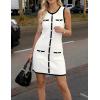 ZESICA Women’s 2026 Summer Sleeveless Mini Dress Elegant Crewneck Button Knit Bodycon Bussiness Office Short Dresses(White)