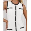 ZESICA Women’s 2026 Summer Sleeveless Mini Dress Elegant Crewneck Button Knit Bodycon Bussiness Office Short Dresses(White)