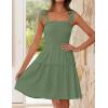 ZESICA Women’s 2026 Summer Spaghetti Strap Sleeveless Square Neck Ruffle A Line Swing Mini Dress(Armygreen)
