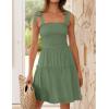 ZESICA Women’s 2026 Summer Spaghetti Strap Sleeveless Square Neck Ruffle A Line Swing Mini Dress(Armygreen)